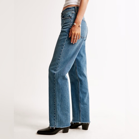 Abercrombie & Fitch The Vintage Straight High Rise Medium Raw Hem Women’s 34/18 - Picture 3 of 14